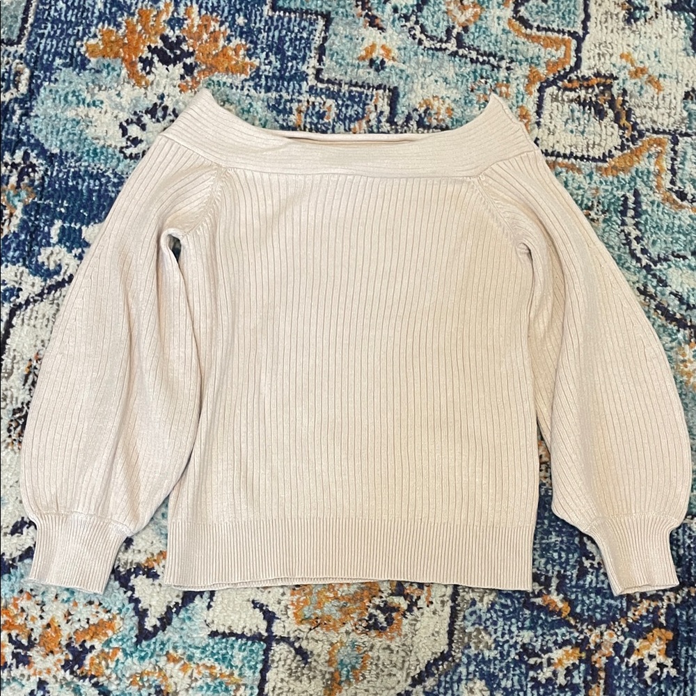 Balloon-Sleeved Off-Shoulder Sweater